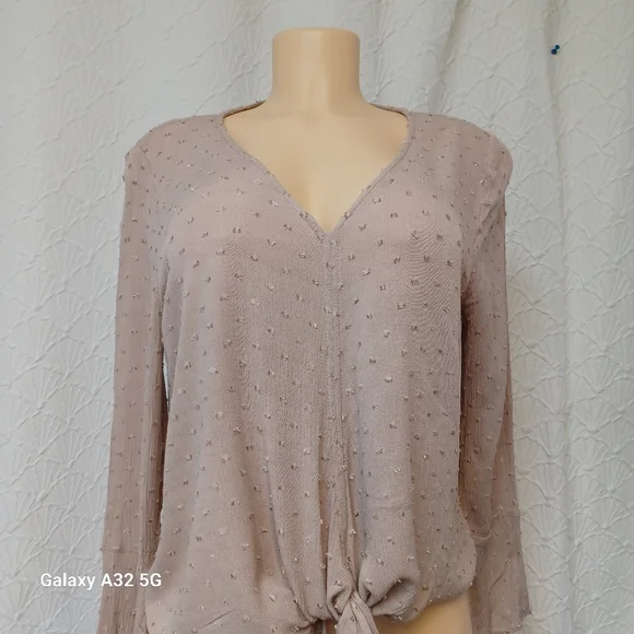 Entro Women's Blouse - Light Pink Tie-Front Size M - Picture 6 of 16